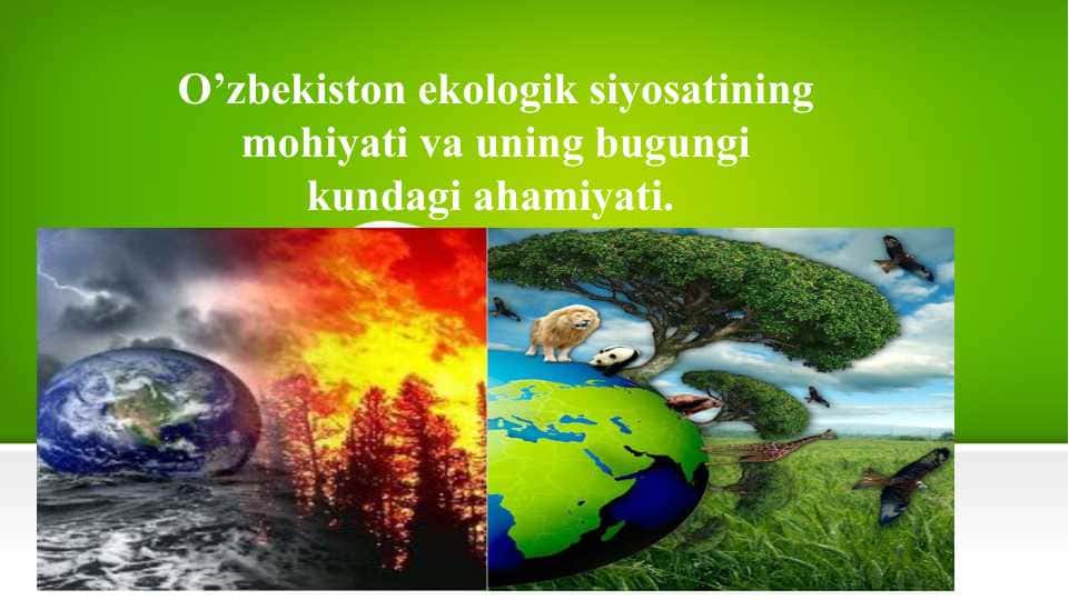O’zbekiston ekologik siyosatining mohiyati va uning bugungi kundagi ahamiyati