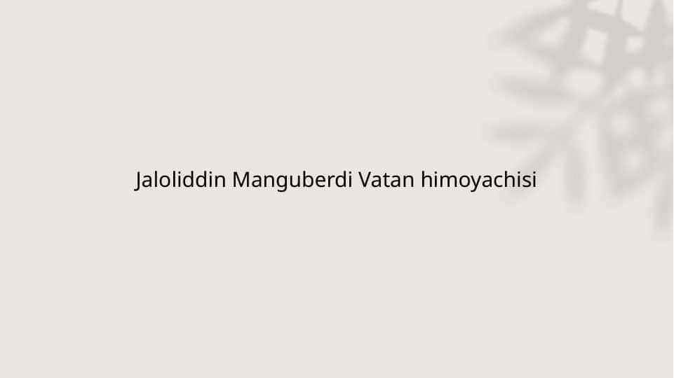 Jaloliddin Manguberdi Vatan himoyachisi