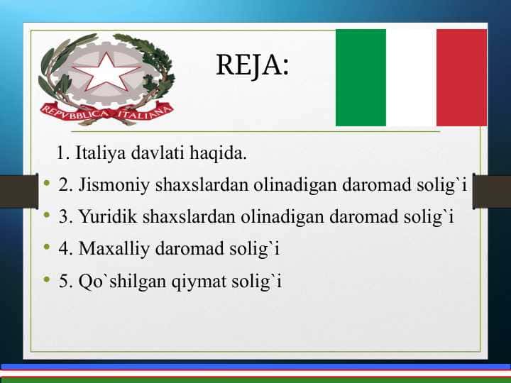 Italiya davlati haqida.