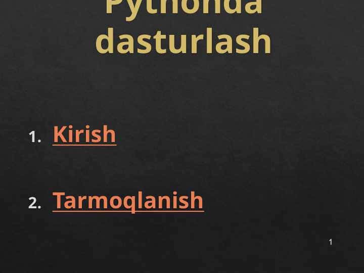 Pythonda dasturlash