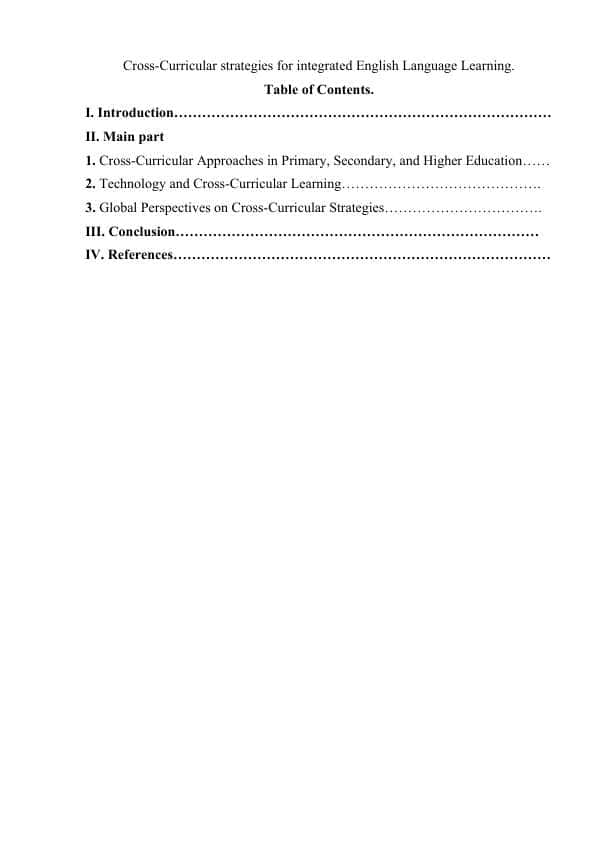 Cross-Curricular strategies for integrated English Language Learning.