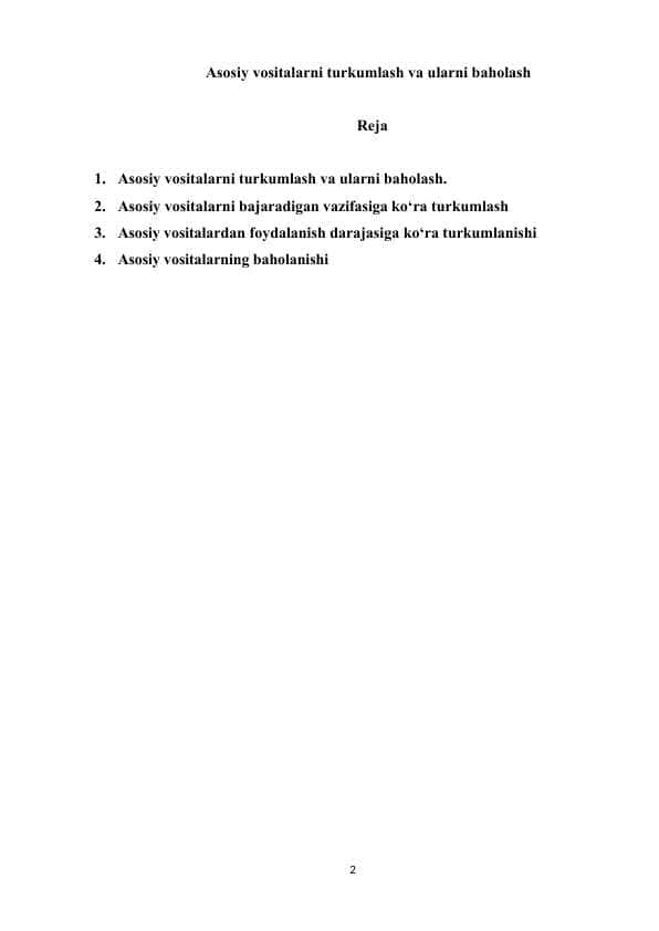 Asosiy vositalarni turkumlash va ularni baholash.doc