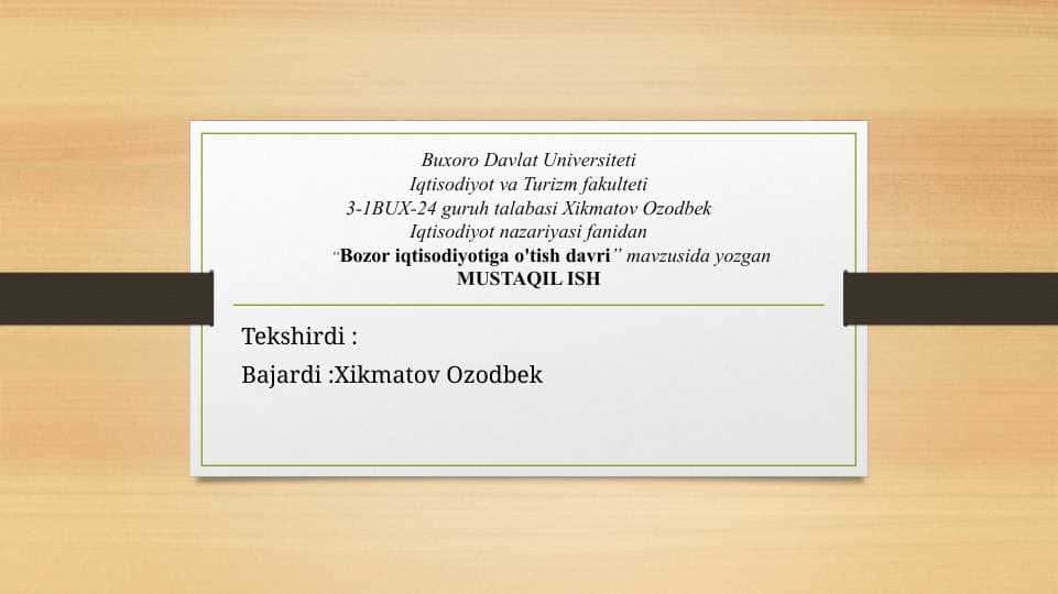 bozor iqtisodiyoti
