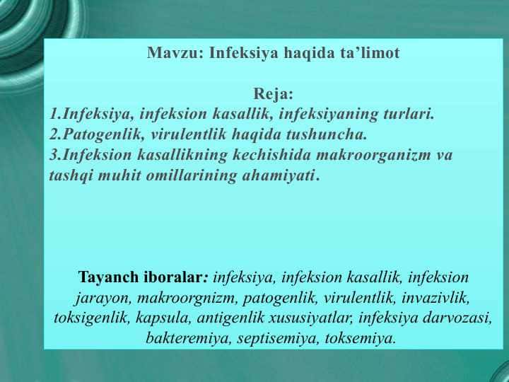 Infeksiya haqida ta’limot