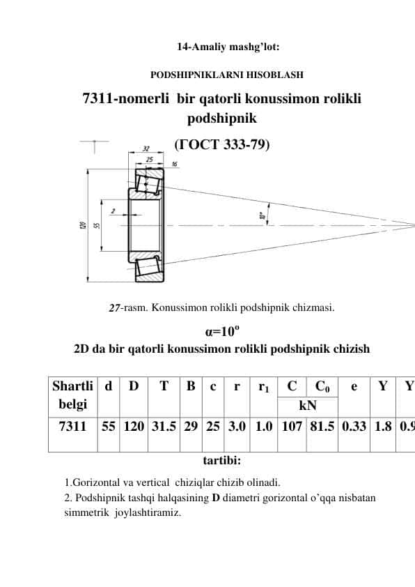 PODSHIPNIKLARNI HISOBLASH