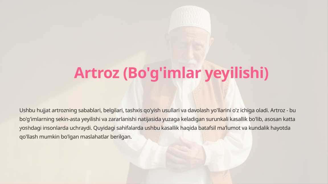 Artroz (Bo'g'imlar yeyilishi)Artroz (Bo'g'imlar yeyilishi)