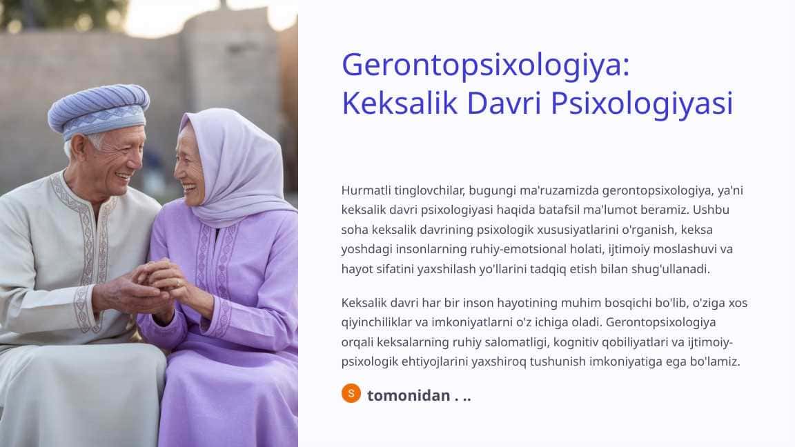 Gerontopsixologiya Keksalik Davri Psixologiyasi
