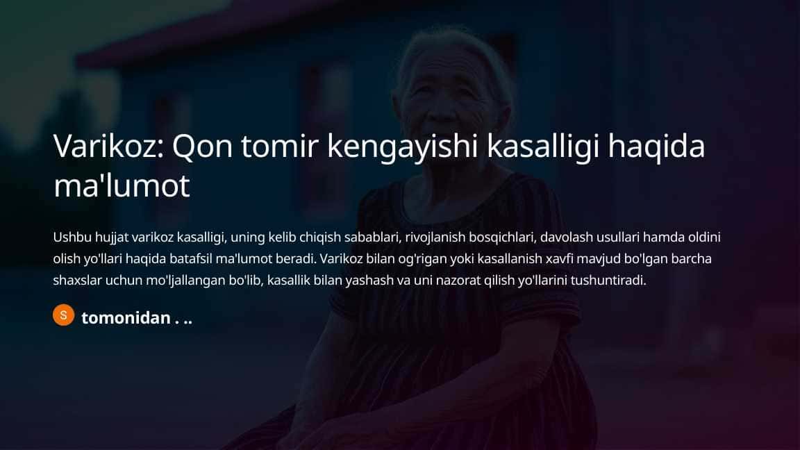 Varikoz Qon tomir kengayishi kasalligi haqida ma'lumot
