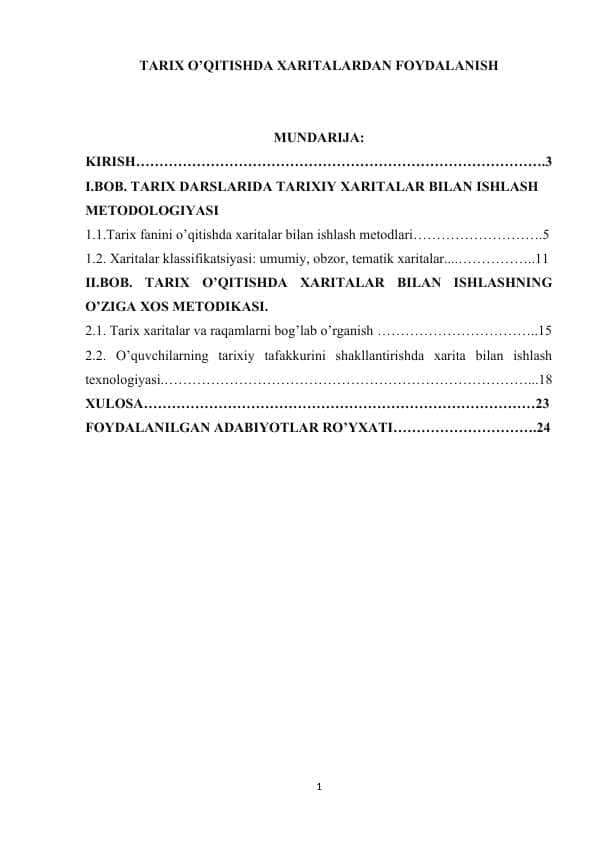 Tarix o’qitishda xaritalardan foydalanish