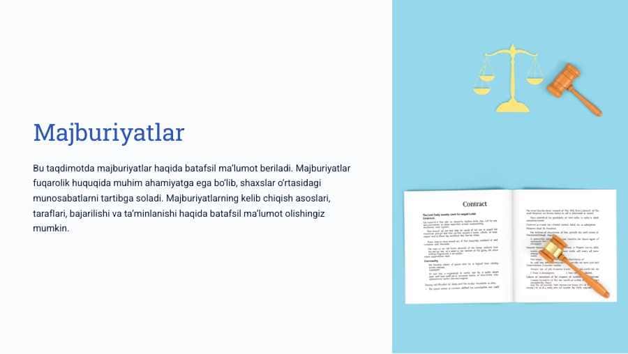 10-sinf huquq bo'yicha ko'plab mavzular taqdimoti(krossword ham mavjud)