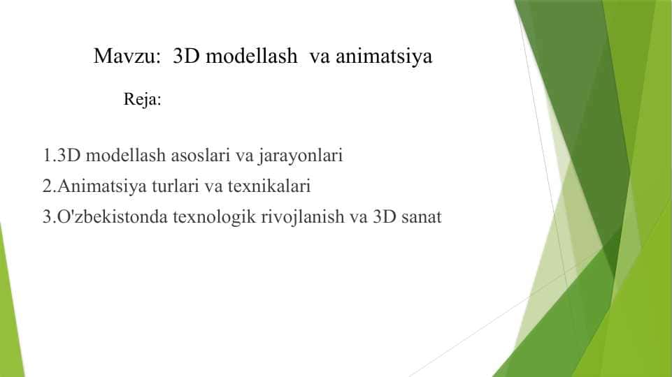 3D modellash va animatsiya...