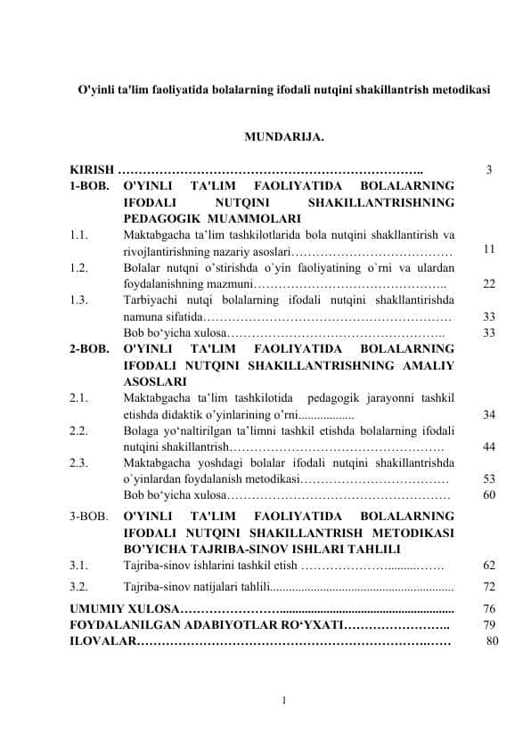 O'yinli ta'lim faoliyatida bolalarning ifodali nutqini shakillantrish metodikasi