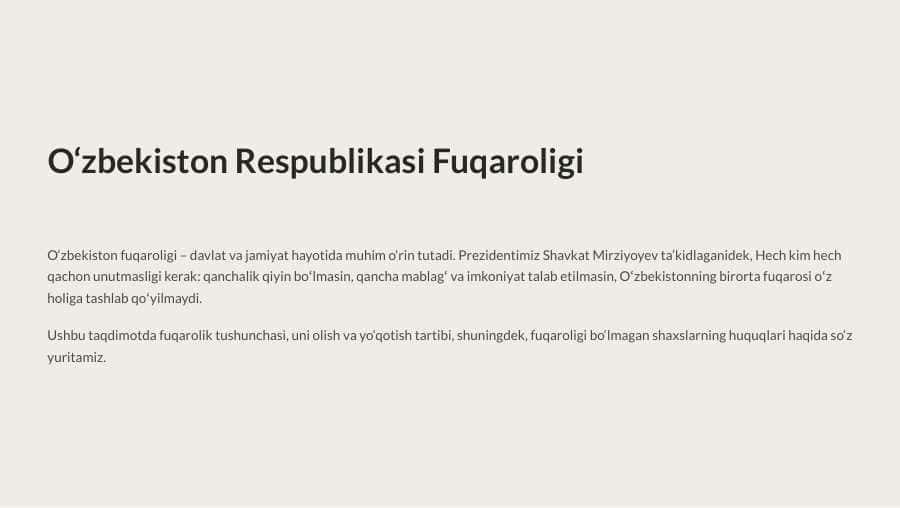 O'zbekiston Respublikasi Fuqaroligi
