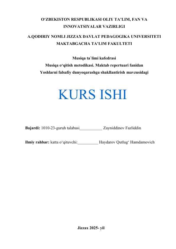 Yoshlarning falsafiy dunyoqarashini shakllantirish