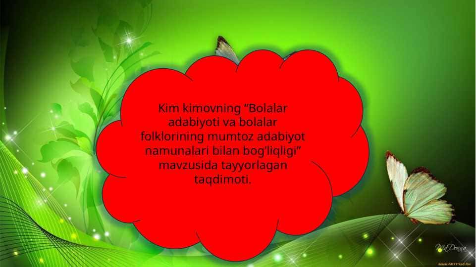 Bolalar adabiyoti va bolalar folklorining mumtoz adabiyot namunalari bilan bog’liqligi