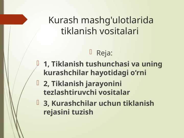 Kurash mashg'ulotlarida tiklanish vositalari