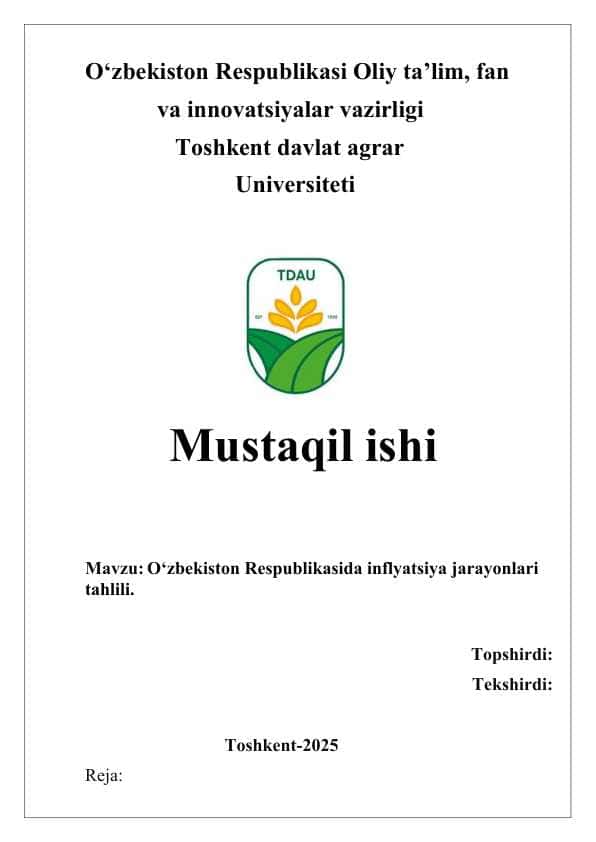 O‘zbekiston Respublikasida inflyatsiya jarayonlari tahlili