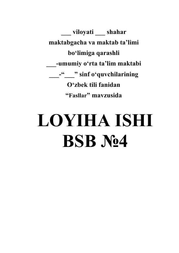 Fasllar loyiha ishi BSB