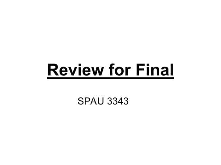 Review for Final