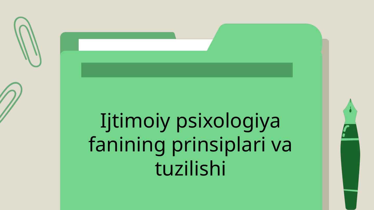 Ijtimoiy psixologiya fanining prinsiplari va tuzilishi