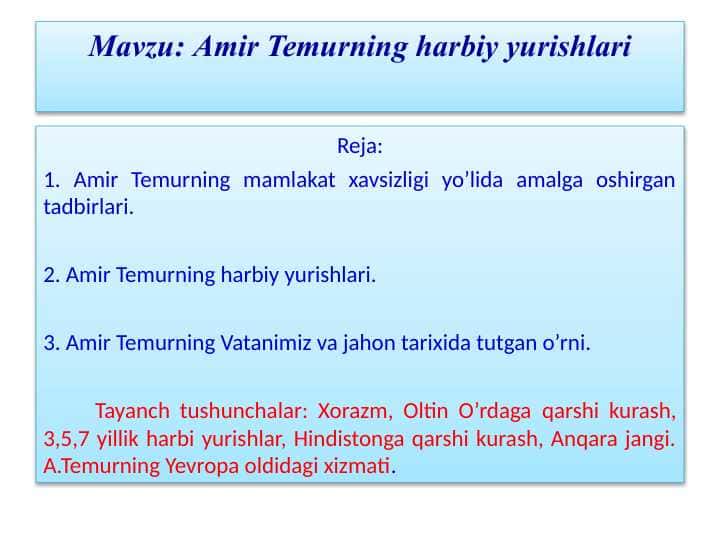 Amir Temurning harbiy yurishlari