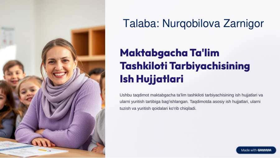 Maktabgacha talim tashkiloti tarbiyasi