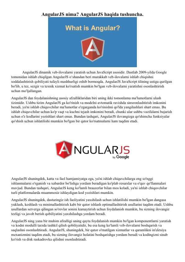 AngularJS nima? AngularJS haqida tushuncha.