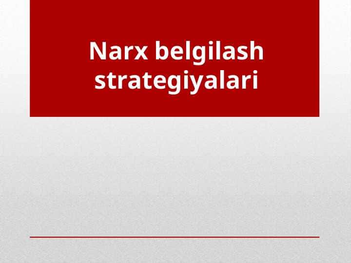 Narx belgilash strategiyalari