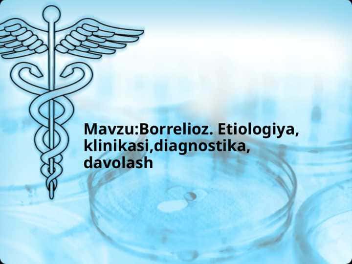 Borrelioz. Etiologiyasi, klinikasi, diagnostika, davolash