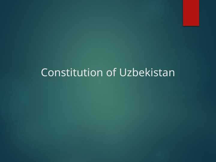 Constitution of Uzbekistan