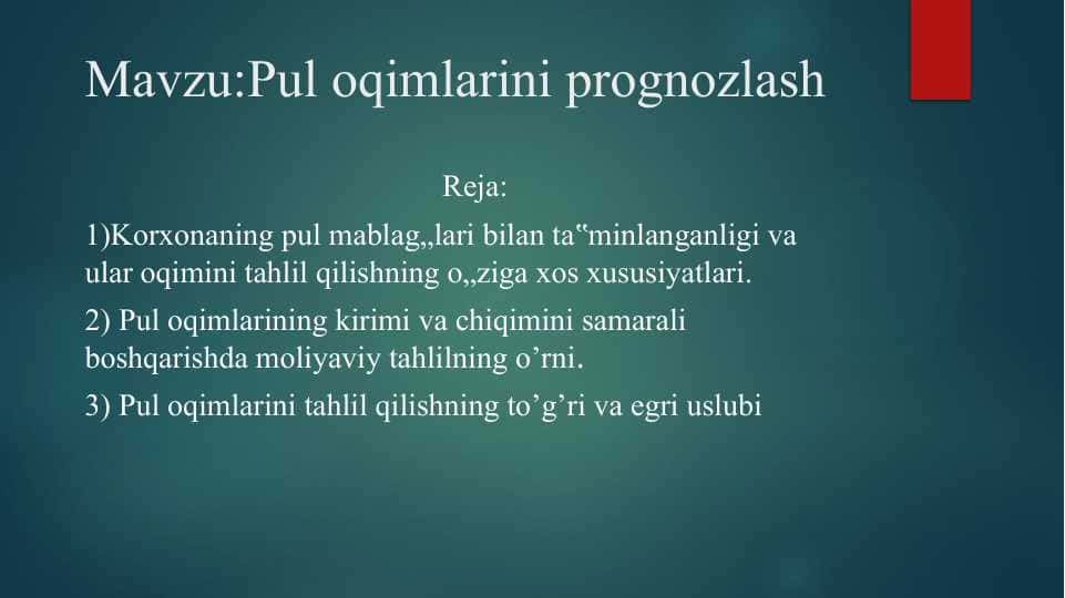 Pul oqimlarini prognozlash