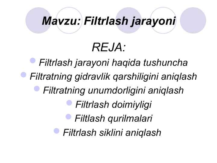 Filtrlash jarayoni