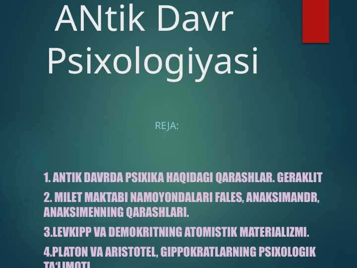 ANtik Davr PsixologiyasiANtik Davr Psixologiyasi
