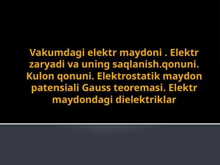 Vakumdagi elektr maydoni