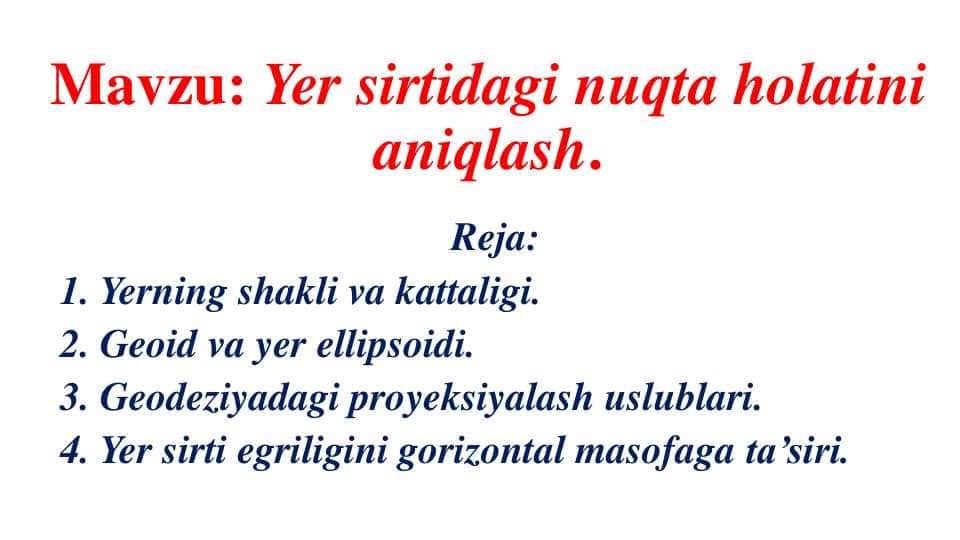 Yer sirtidagi nuqta holatini aniqlash