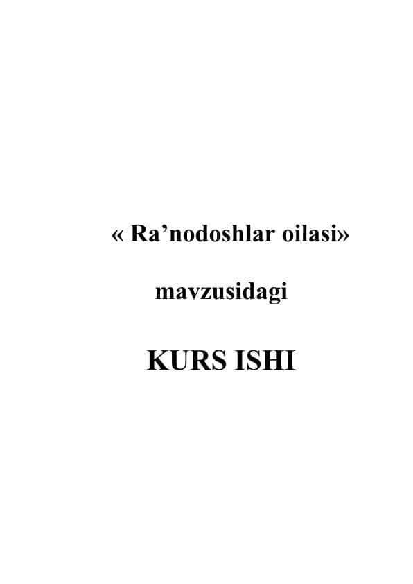 Ra’nodoshlar oilasi
