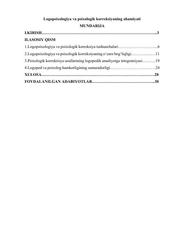 Logopsixologiya va psixologik korreksiyaning ahamiyati