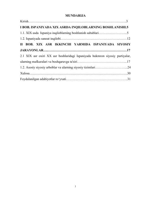 ISPANIYADA XIX ASRDAGI INQLOBLARI