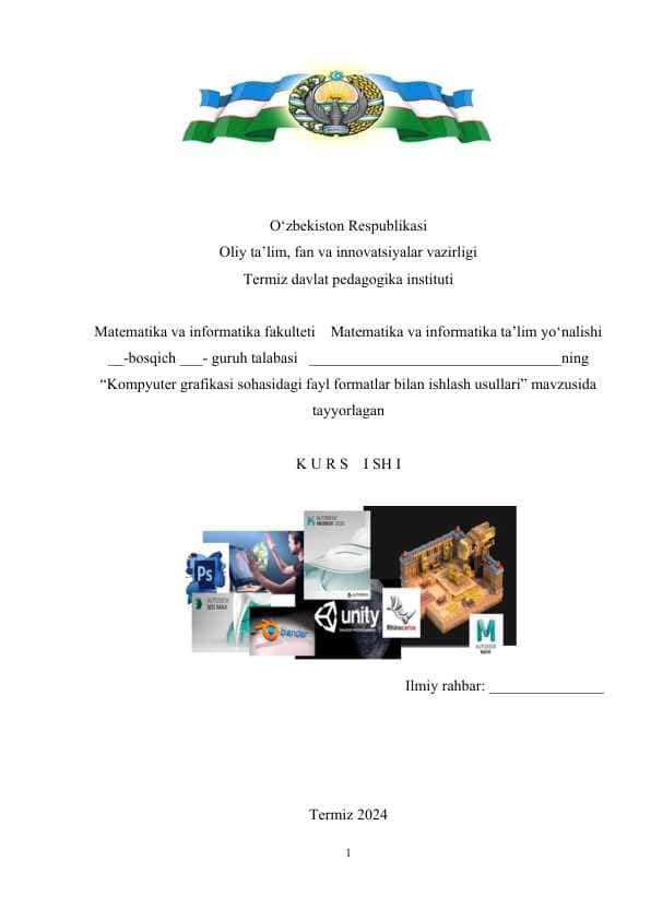 Kompyuter grafikasi sohasidagi fayl formatlar bilan ishlash usullari