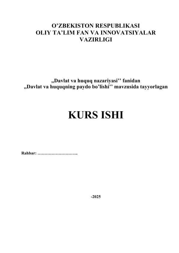 Davlat va huquqning paydo bo’lishi