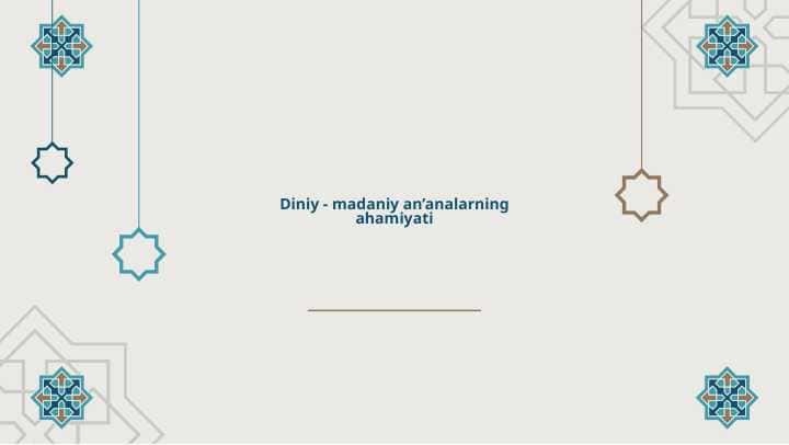 Diniy - madaniy an’analarning ahamiyati