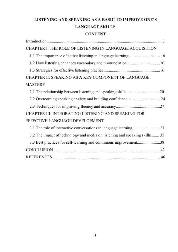 LISTENING AND SPEAKING AS A BASIC TO IMPROVE ONE’S LANGUAGE SKILLS