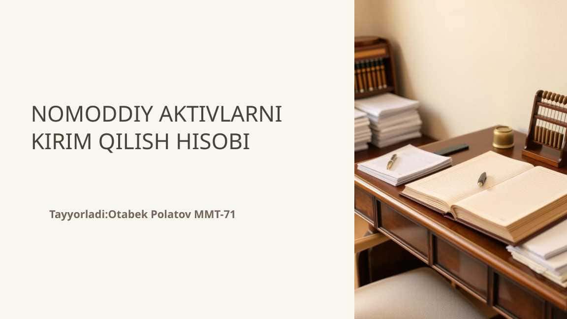 NOMODDIY AKTIVLARNI KIRIM QILISH HISOBI