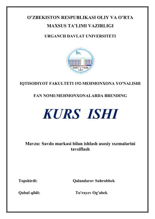 Savdo markasi bilan ishlash asosiy sxemalarini tavsiflash