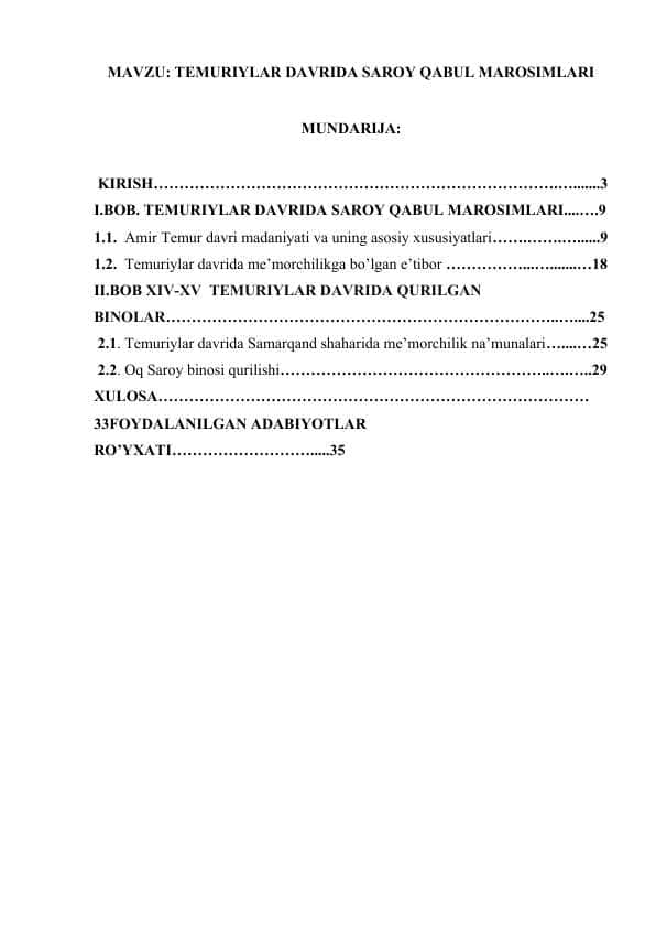 TEMURIYLAR DAVRIDA SAROY QABUL MAROSIMLARI.docx