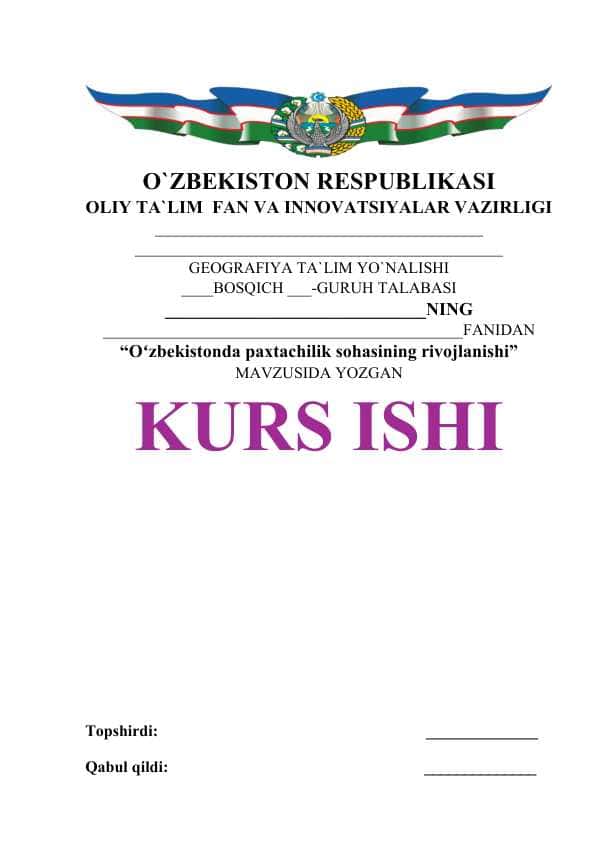 Oʻzbekistonda paxtachilik sohasining rivojlanishi
