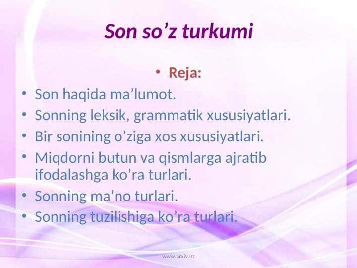Son so’z turkumi