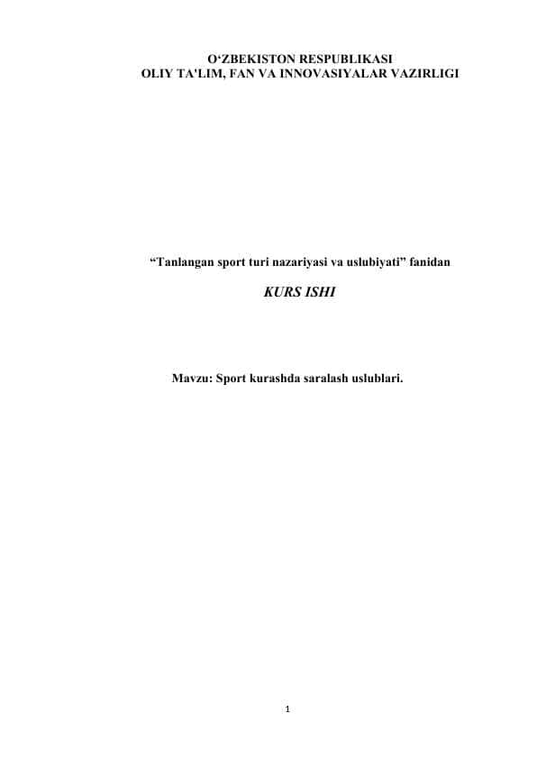 Sport kurashda saralash uslublari