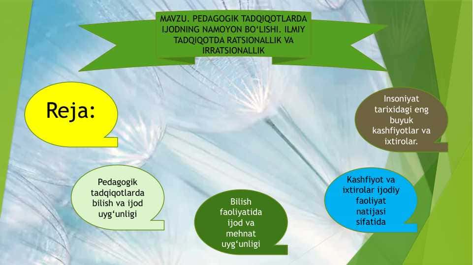 PEDAGOGIK TADQIQOTLARDA IJODNING NAMOYON BO‘LISHI