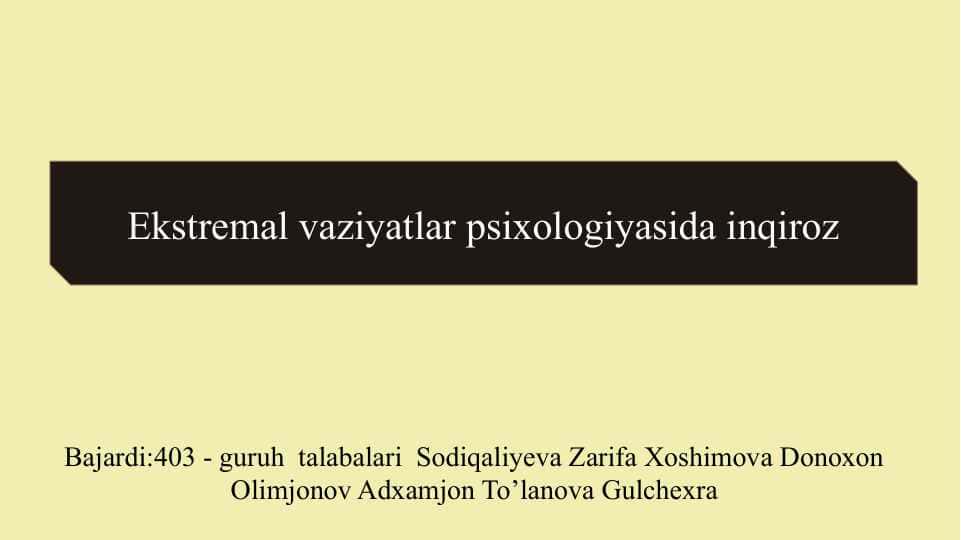 Ekstremal vaziyatlar psixologiyasida inqiroz